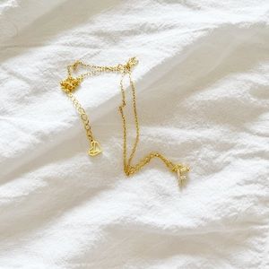 NWT Pave Initial ‘F’ Necklace 18k Gold